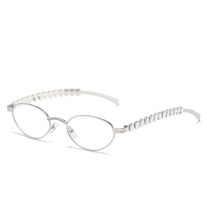 Elegant Rhinestone-Embellished Cat-Eye Glasses Bowlift