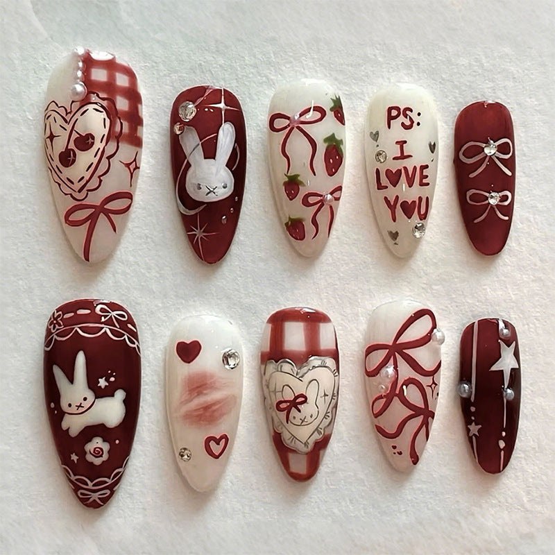 Romantic Themed Press-On Nail Art Set Bowlift