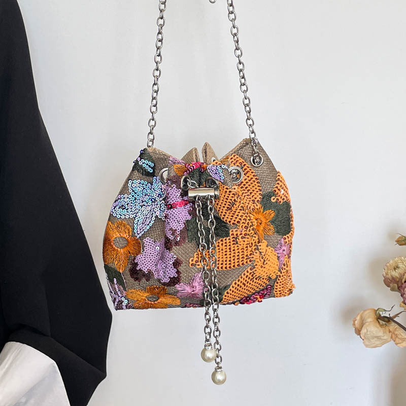 WoStylish Sequin Drawstring Clutch Purse Bowlift