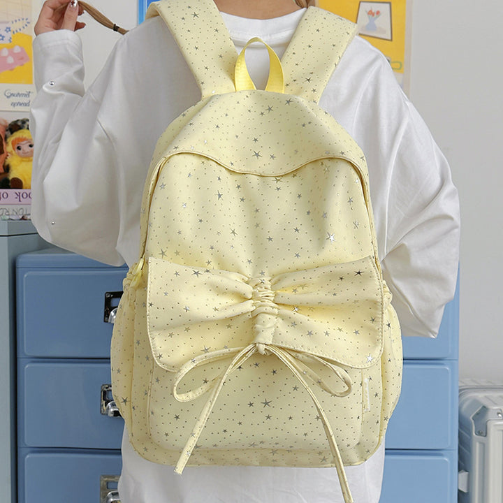 Starry Print Bow-Detail Backpack Bowlift