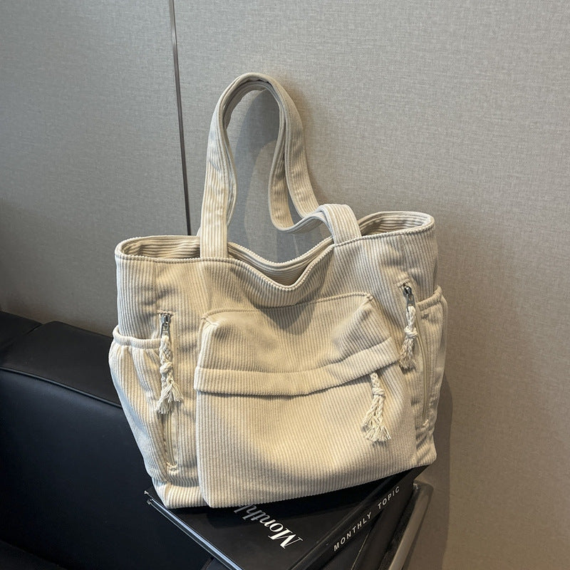 Textured Multi-Pocket Tote Bag Bowlift
