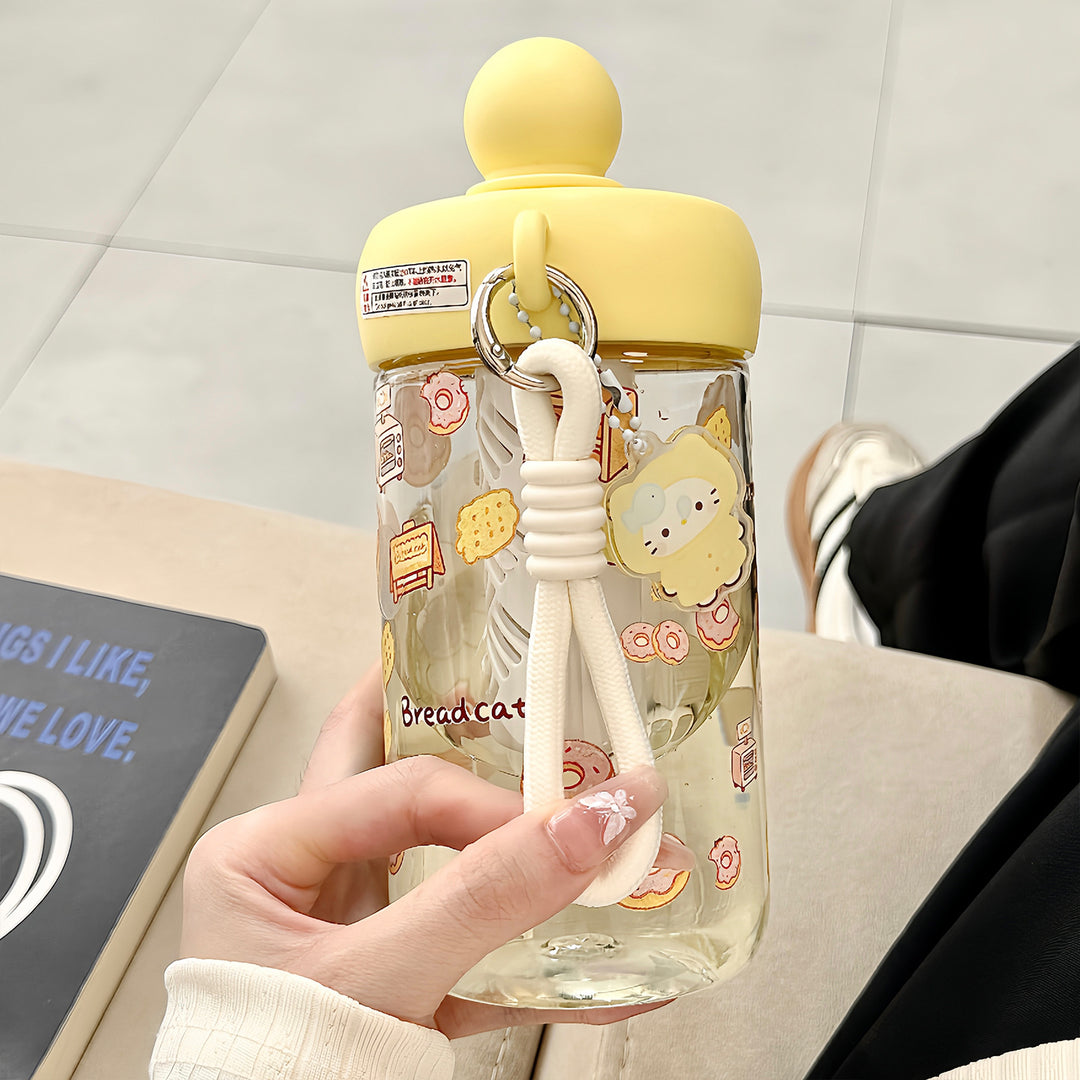 Women's water bottle with integrated animal motif and practical carrying handle Bowlift