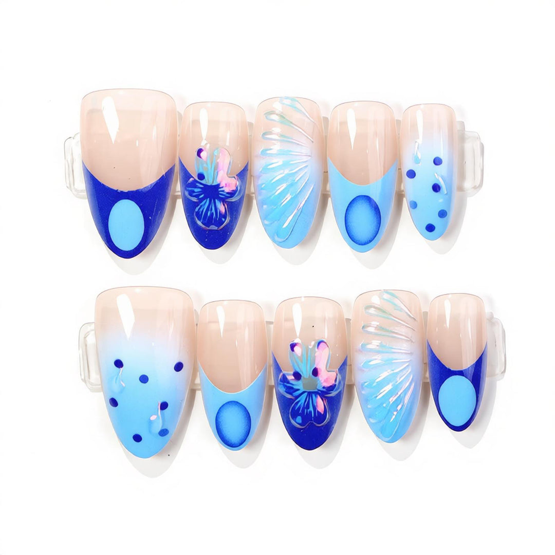 Decorative Press-On Nail Art Set with Oceanic Patterns Bowlift