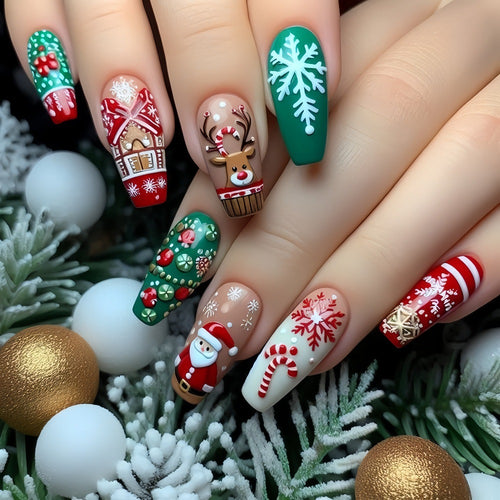 Artificial Nails Set with Festive Christmas Designs Bowlift