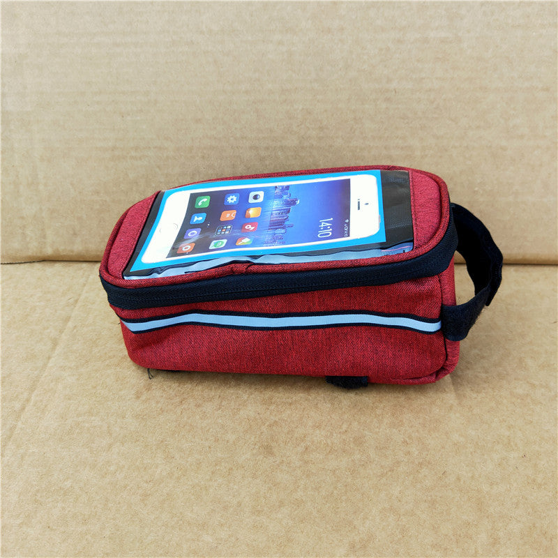 touchscreen top tube bike bag with waterproof compartment and reflective strip Bowlift