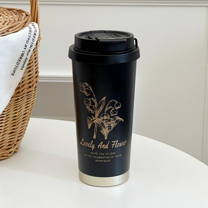 Ladies thermos mug with stylish flower design Bowlift