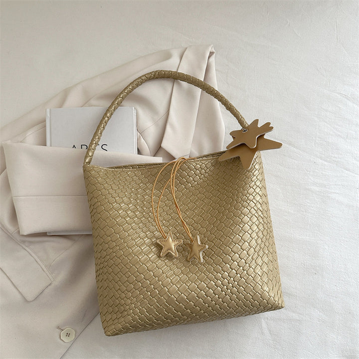 Textured Weave Handheld Shoulder Bag Bowlift