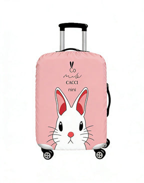 Women's stretchable suitcase cover with rabbit motif, tear-resistant stretch material and openings for handle and wheels Bowlift