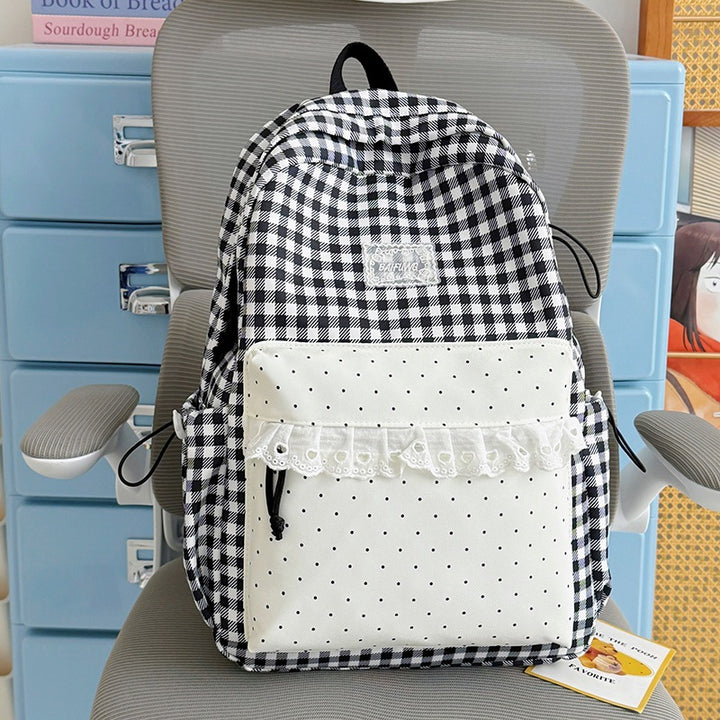 Cute Checkered Pattern Backpack Bowlift