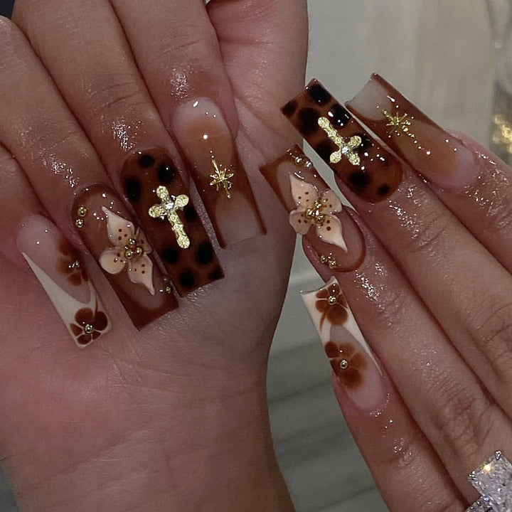 Decorative 3D Floral and Cross Nail Art Extensions Bowlift