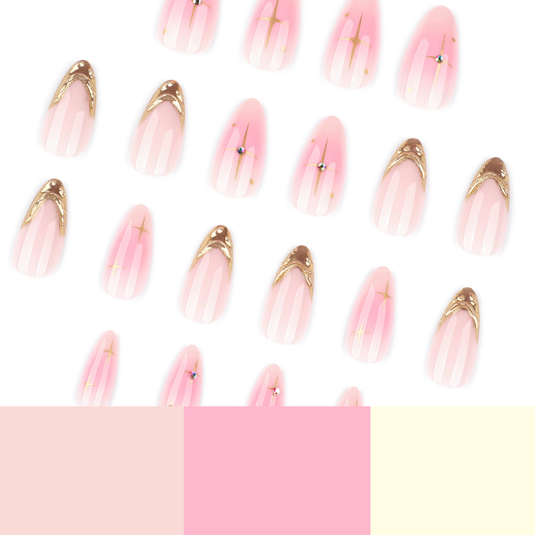 Artistic Nail Extensions with Glamorous Gold Finish Bowlift