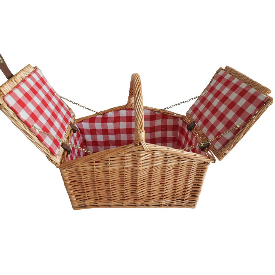 Ladies picnic basket with removable compartments and classic gingham pattern Bowlift