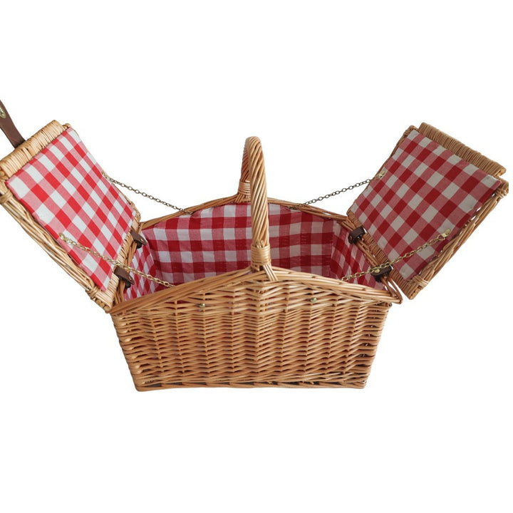 Ladies picnic basket with removable compartments and stylish checkered fabric Bowlift