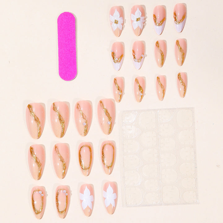 Floral Pearl Accent Nail Art Bowlift