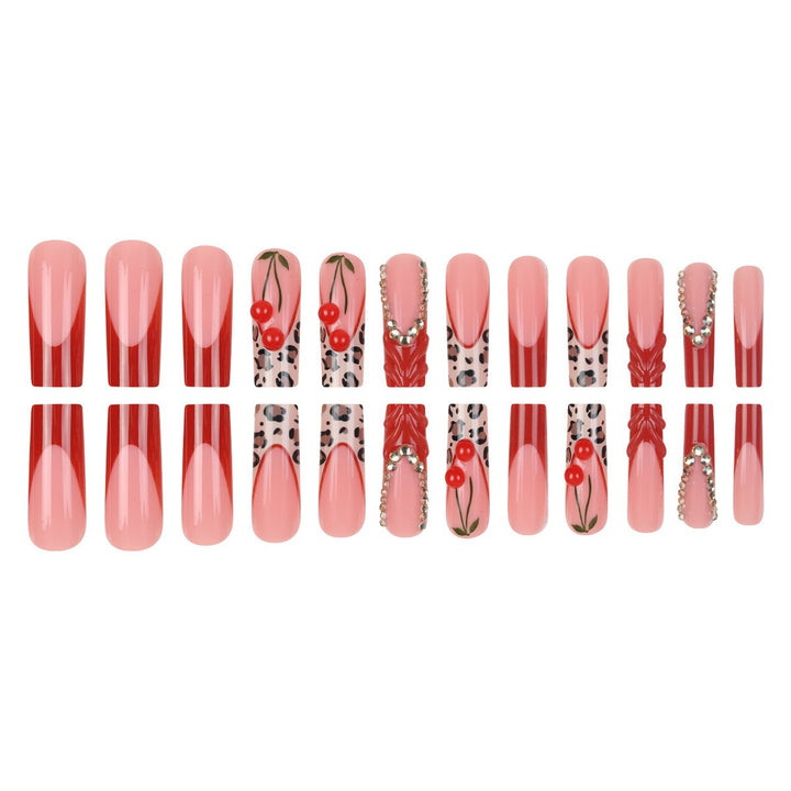 Artistic Cherry and Leopard Design Nail Enhancements Bowlift