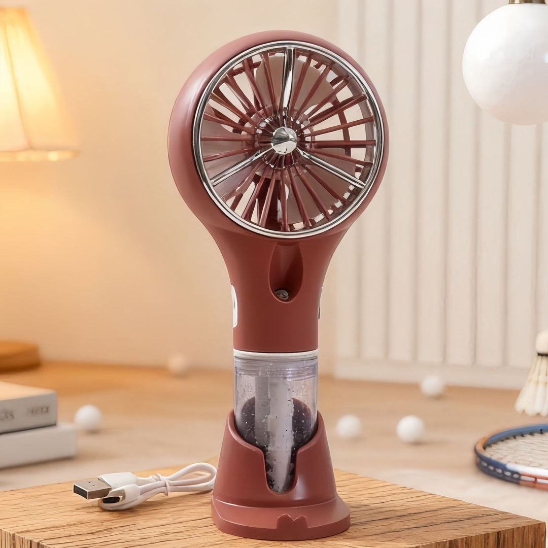 Women Portable Spray Fan with USB Charging Function and Ergonomic Handle Bowlift