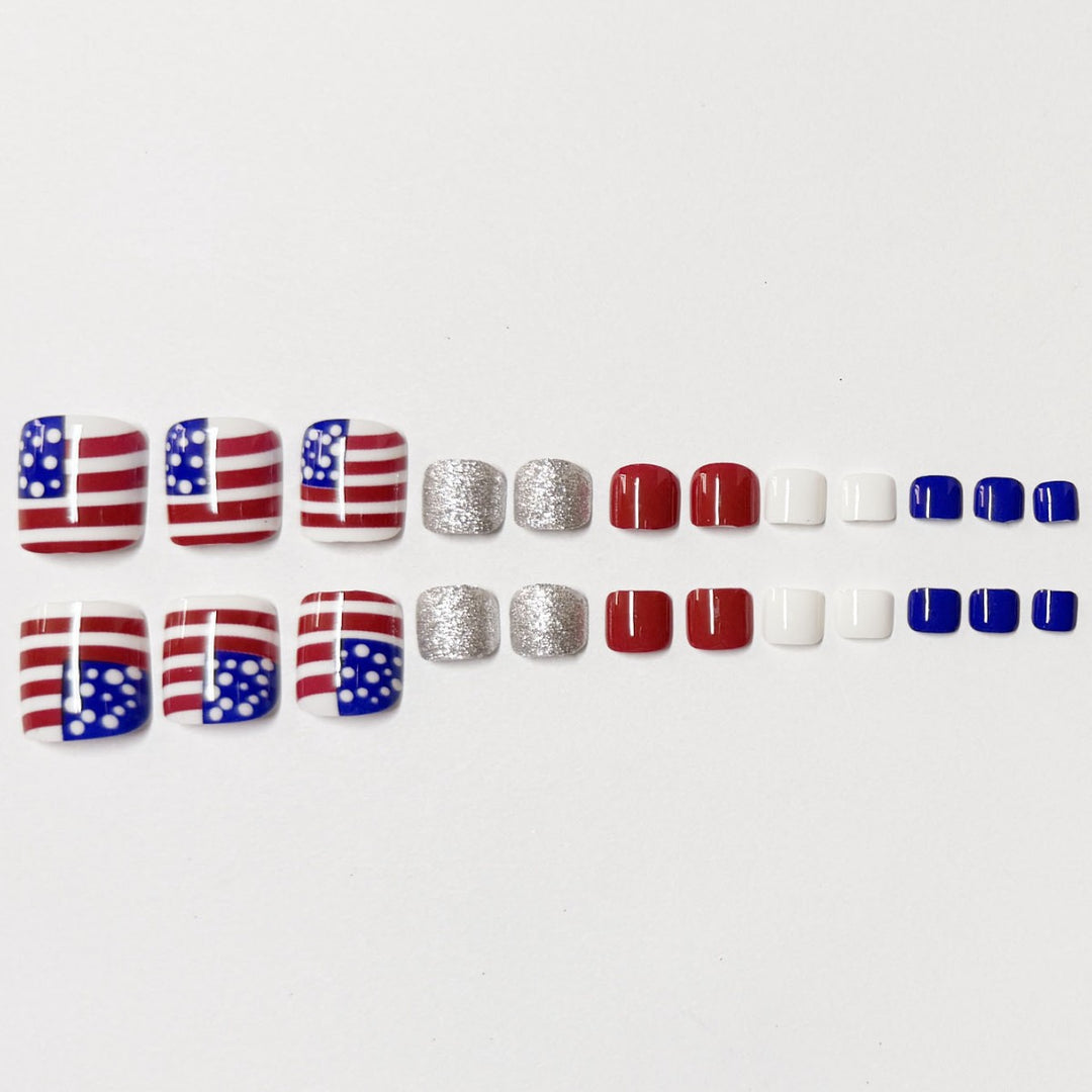 Artistic Independence Day Press-On Toenails Bowlift