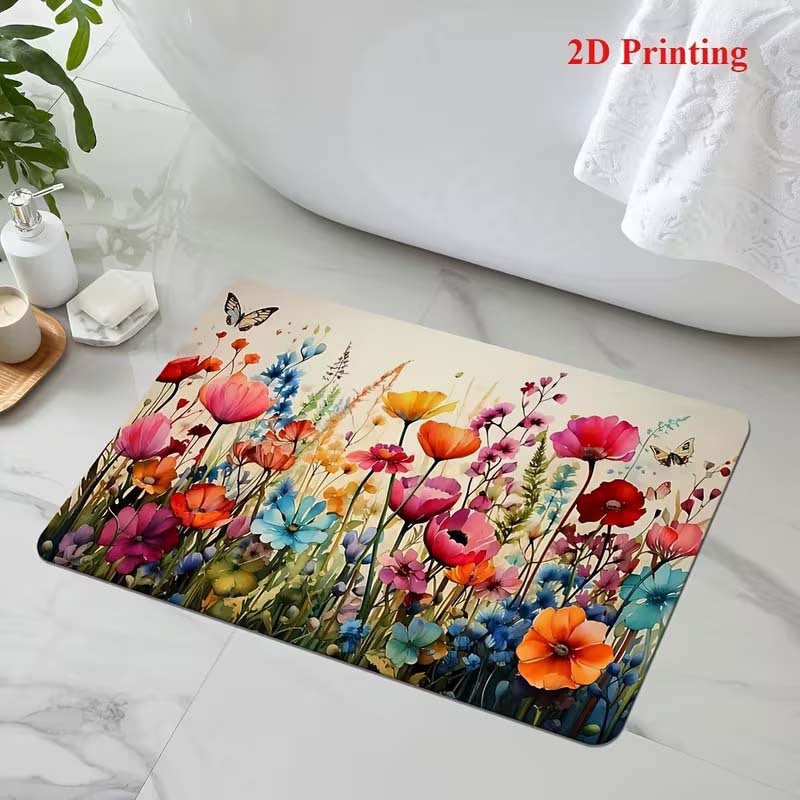 Floral-Themed Comfort Bath Mat Bowlift