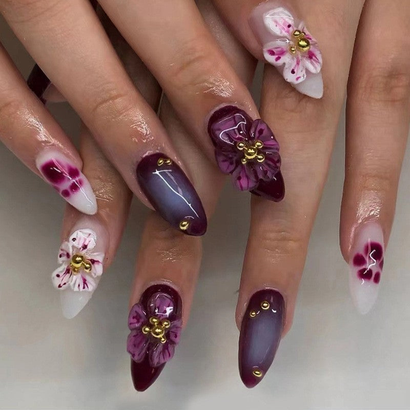 Elegant Floral Bow Press-On Nail Tips Bowlift