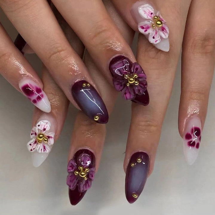Elegant Floral Bow Press-On Nail Tips Bowlift