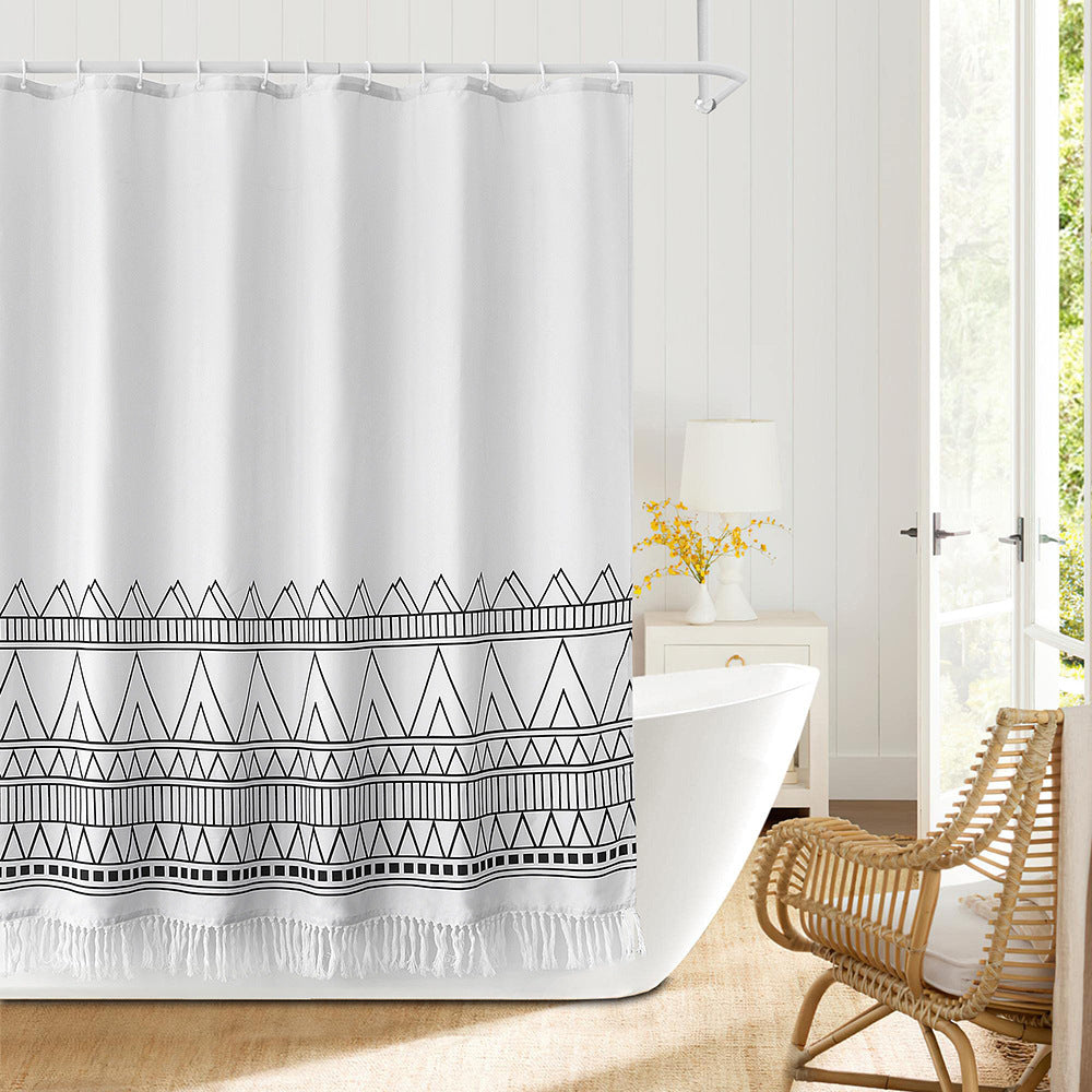 Geometric Fringe Shower Curtain Bowlift