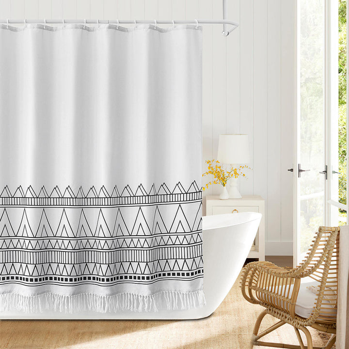 Geometric Fringe Shower Curtain Bowlift