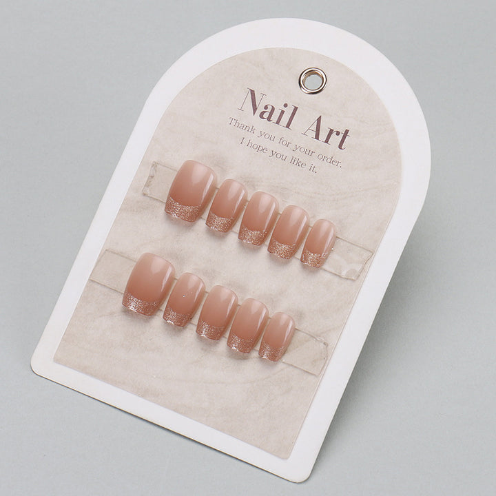 Elegant Press-On Nail Art Set with Glitter Tip Bowlift