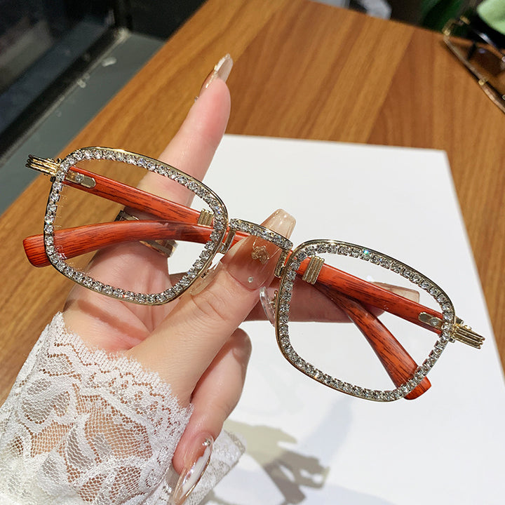 Women’s sunglasses with rhinestone-accented frame and modern wood design Bowlift