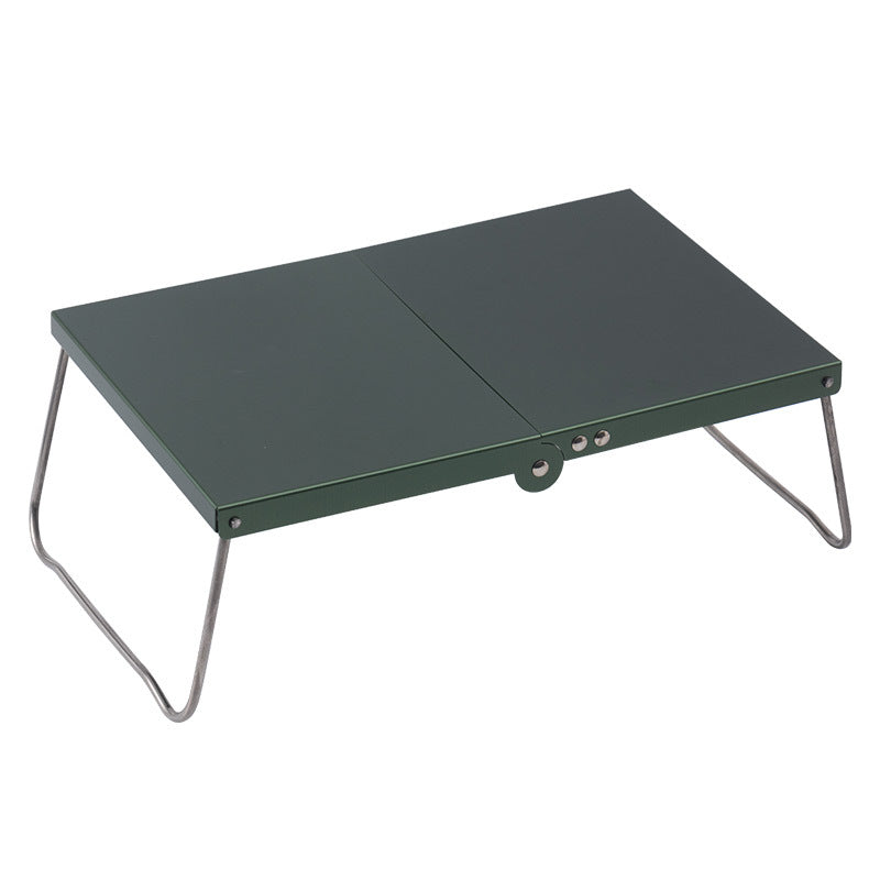 Portable folding aluminum camping table with low-profile collapsible legs Bowlift