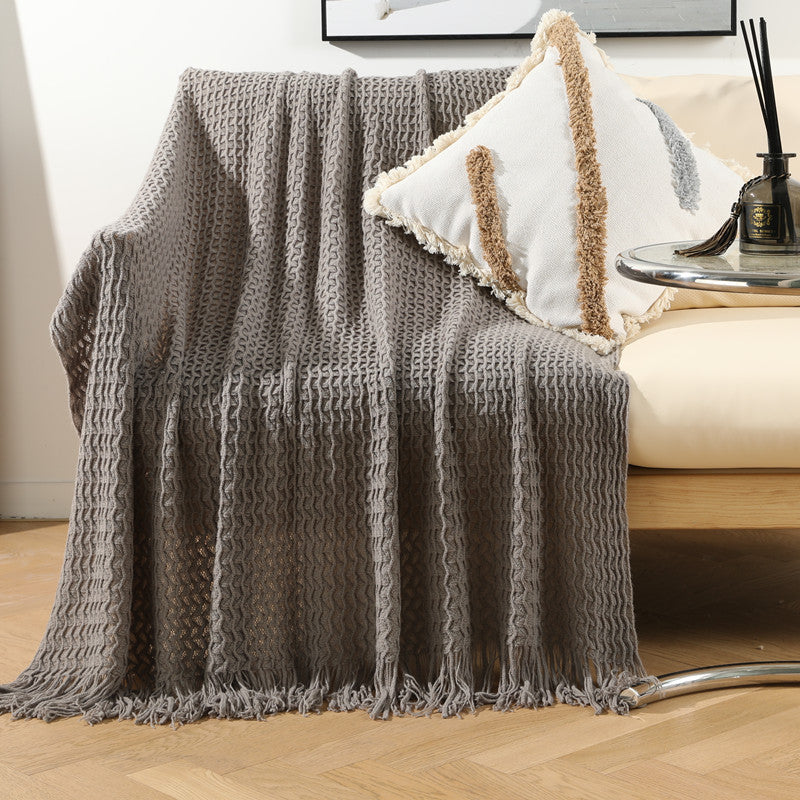 Home Decorative Fringe Knit Throw
