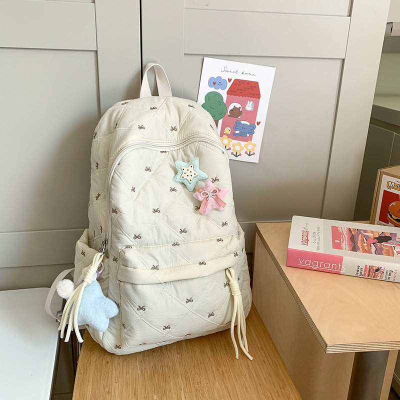 Quilted Playful Design Backpack Bowlift