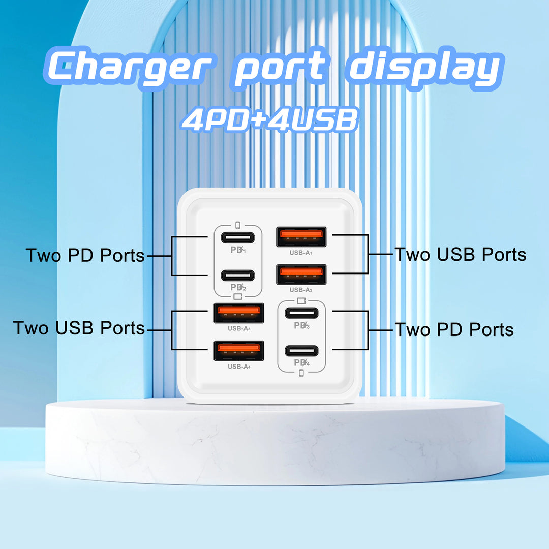 GaN high-speed USB-C and USB-A multiport travel charger with foldable UK plug Bowlift