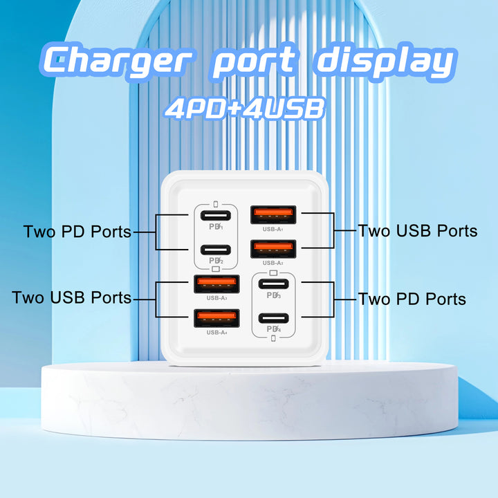 GaN high-speed USB-C and USB-A multiport travel charger with foldable UK plug Bowlift