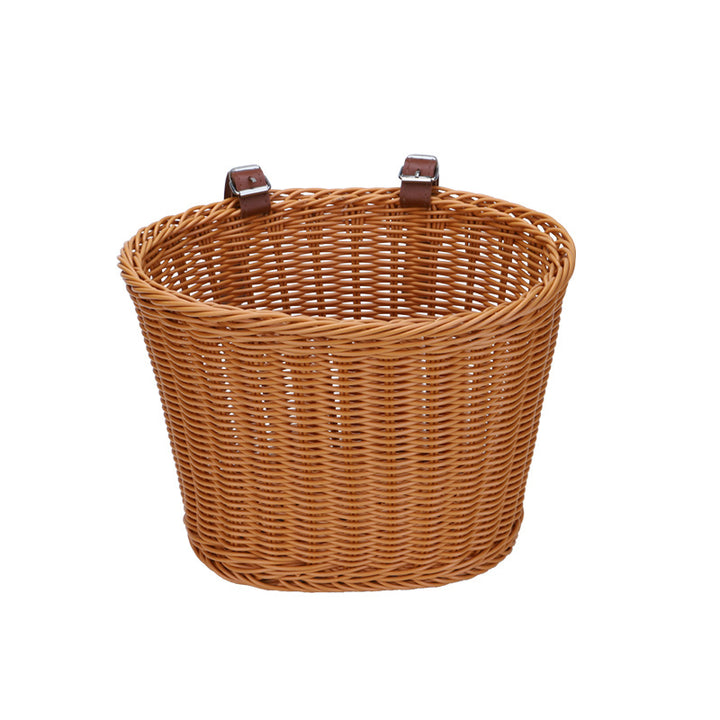 Woven Storage Basket with Leather Straps Bowlift