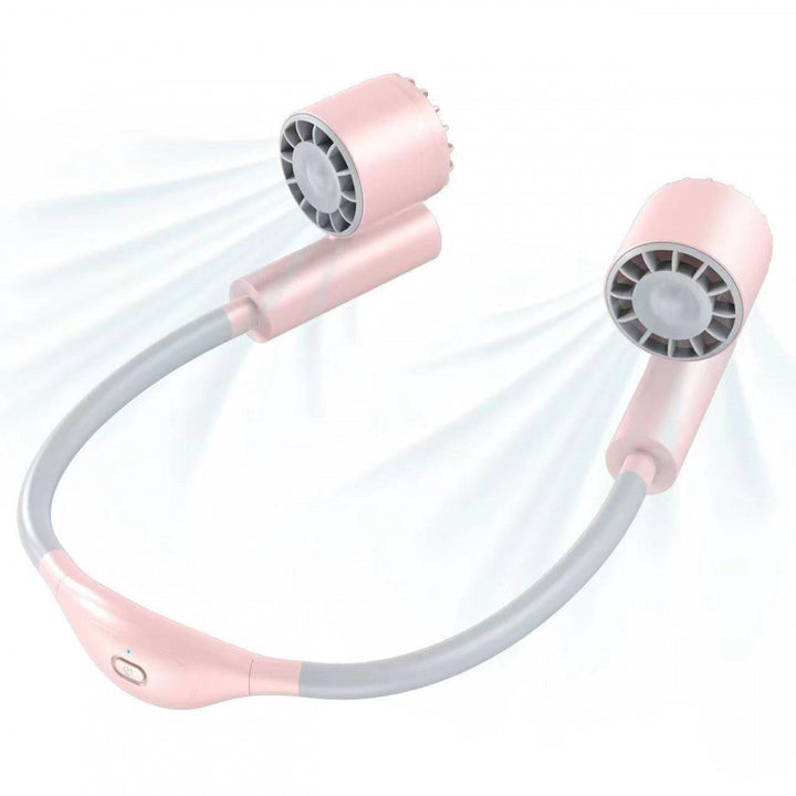 Cooling hands-free dual-head wearable neck fan with adjustable tilt silent brushless motors Bowlift