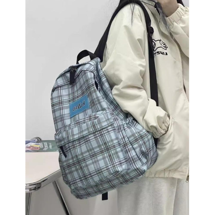 Stylish Plaid Patterned Laptop Backpack Bowlift