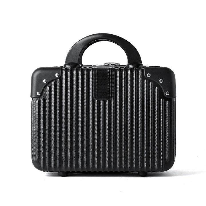 hard-shell travel cosmetic case with double-zip closure top handle and protective feet Bowlift