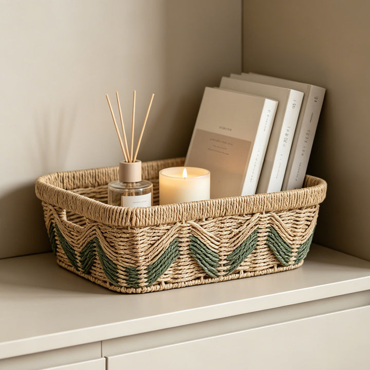 Decorative storage basket with handles Bowlift