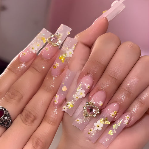 Floral-Embellished Luxury Press-On Nails Bowlift