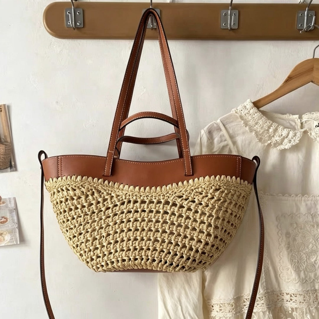 Braided handbag with elegant leather trim Bowlift