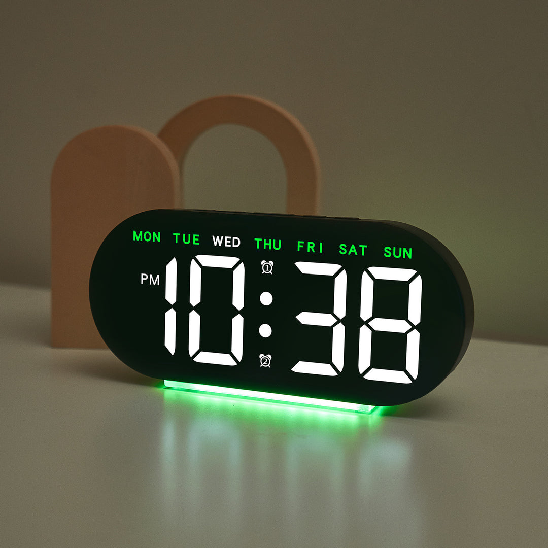 Digital LED Alarm Clock with Multifunctional Date Display Bowlift