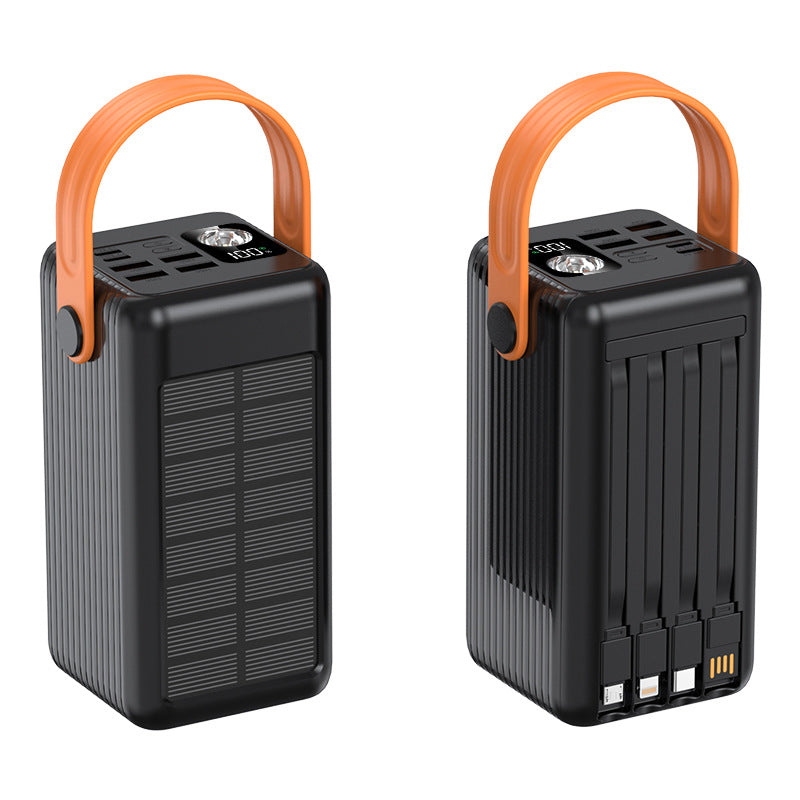 Portable Solar Power Bank with Integrated Cable Management and LED Display Bowlift