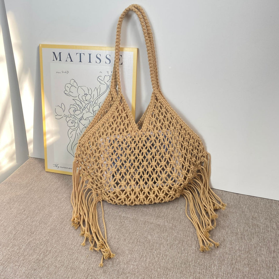 Macrame shoulder bag with fringes Bowlift