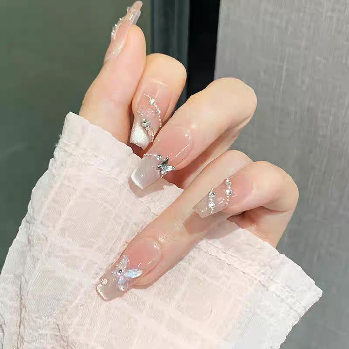 Elegant Stiletto Press-On Nails with Floral Embellishments Bowlift