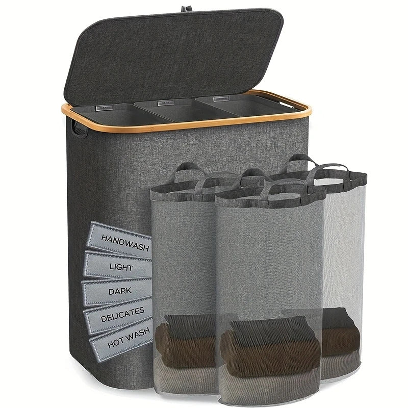 Laundry separation system with bamboo lid Bowlift