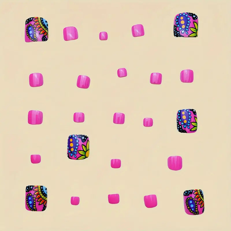 Artificial nail set with colorful mandala design Bowlift