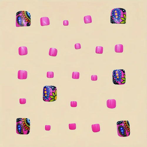 Artificial nail set with colorful mandala design Bowlift
