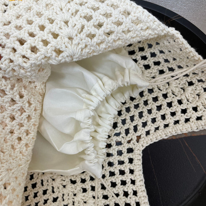 Hand-knotted cotton bag with sunflower pattern Bowlift