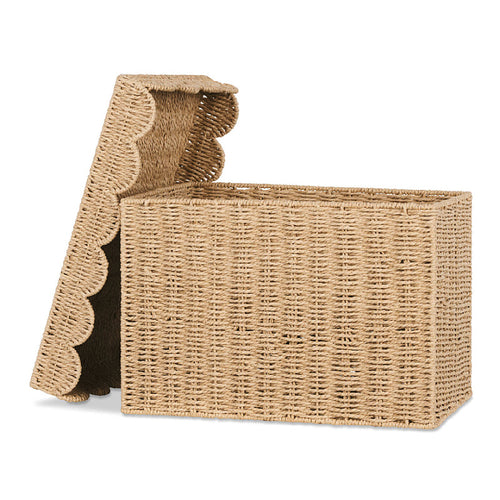 Decorative Woven Storage Chest with Lid Bowlift
