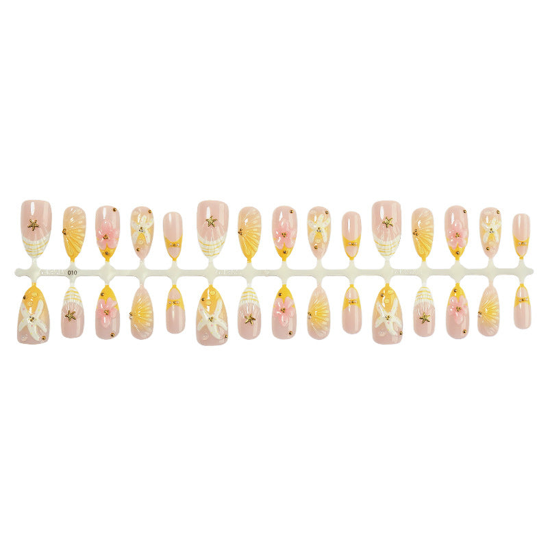 Artistic Press-On Nail Set with Floral and Decorative Designs Bowlift